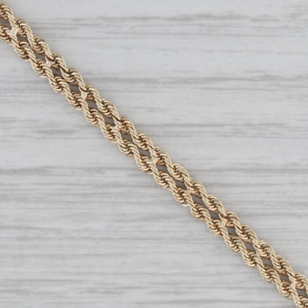 Gray Double Rope Chain Bracelet 14k Yellow Gold 6.75" 3.8mm