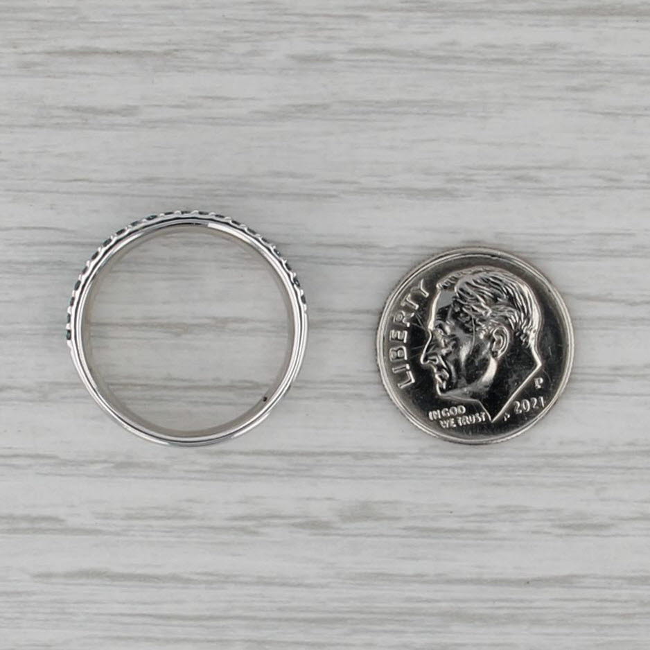 1ctw Pave Blue Diamond Concave Band 18k White Gold Size 7.25 Ring