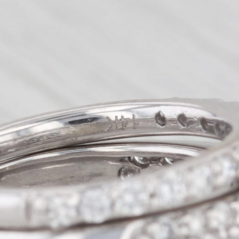 1.34ctw Diamond Engagement Ring 2 Wedding Band Bridal Set 14k White Gold Sz 4.75