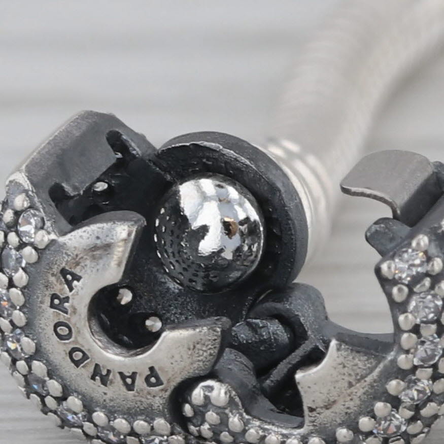 Gray Authentic Pandora Signature Pave Clasp Bracelet Sterling Silver 7.1" 590723CZ