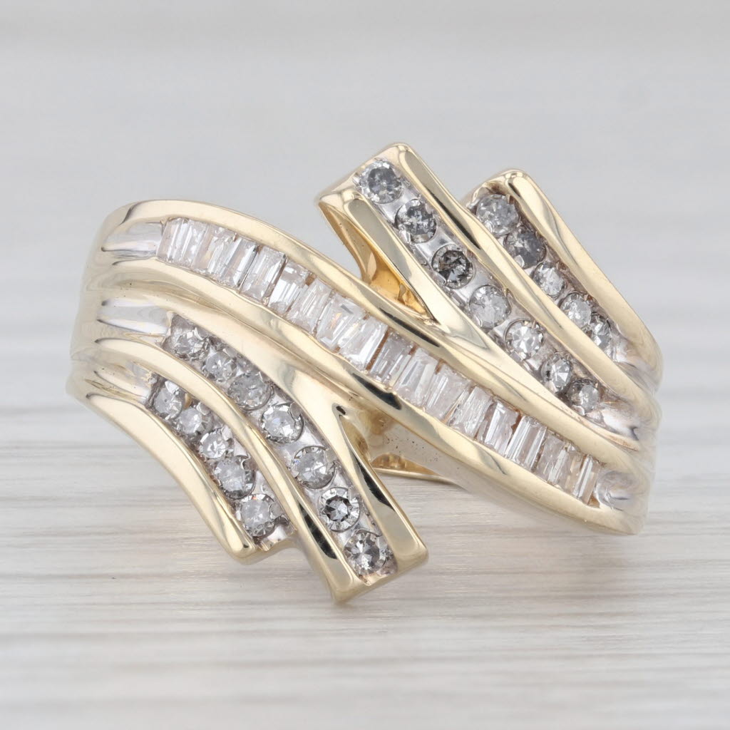 Light Gray 0.47ctw Diamond Bypass Ring 10k Yellow Gold Size 6