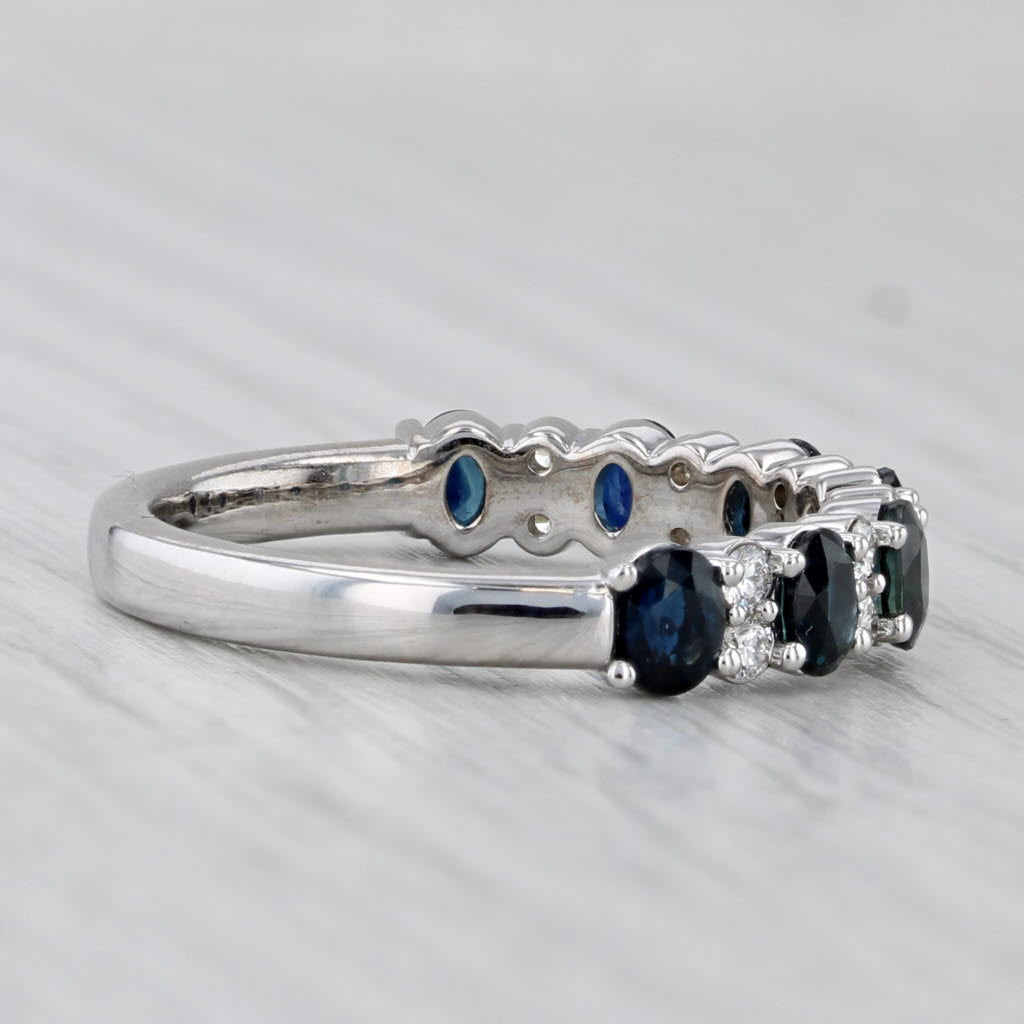 Light Gray 2.05ctw Blue Sapphire Diamond Ring 14k White Gold Size 8.75 Stackable Wedding