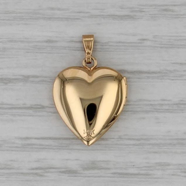 Floral Engraved Heart Photo Locket Pendant 14k Yellow Gold Engravable