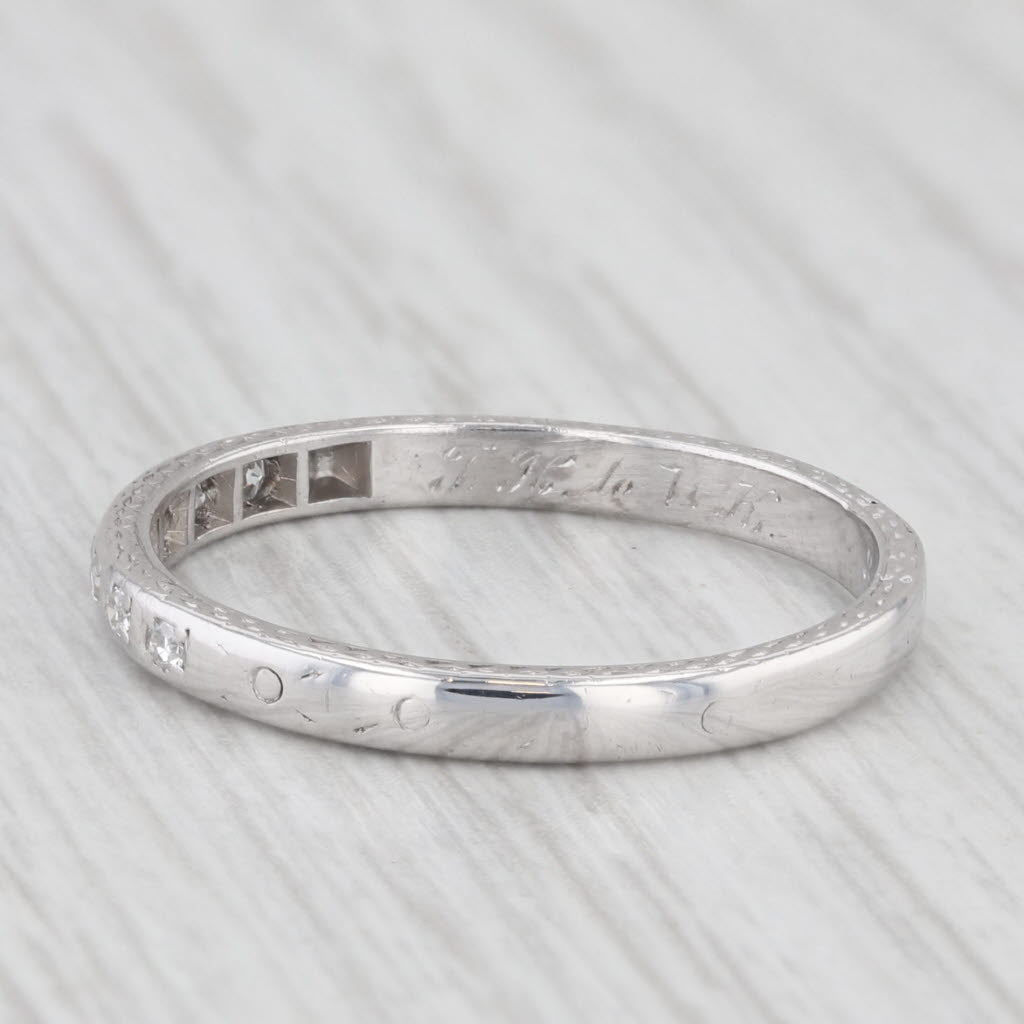 Light Gray 0.10ctw Diamond Wedding Band 18k Gold Size 7.75 Stackable Ring Art Deco 1920s