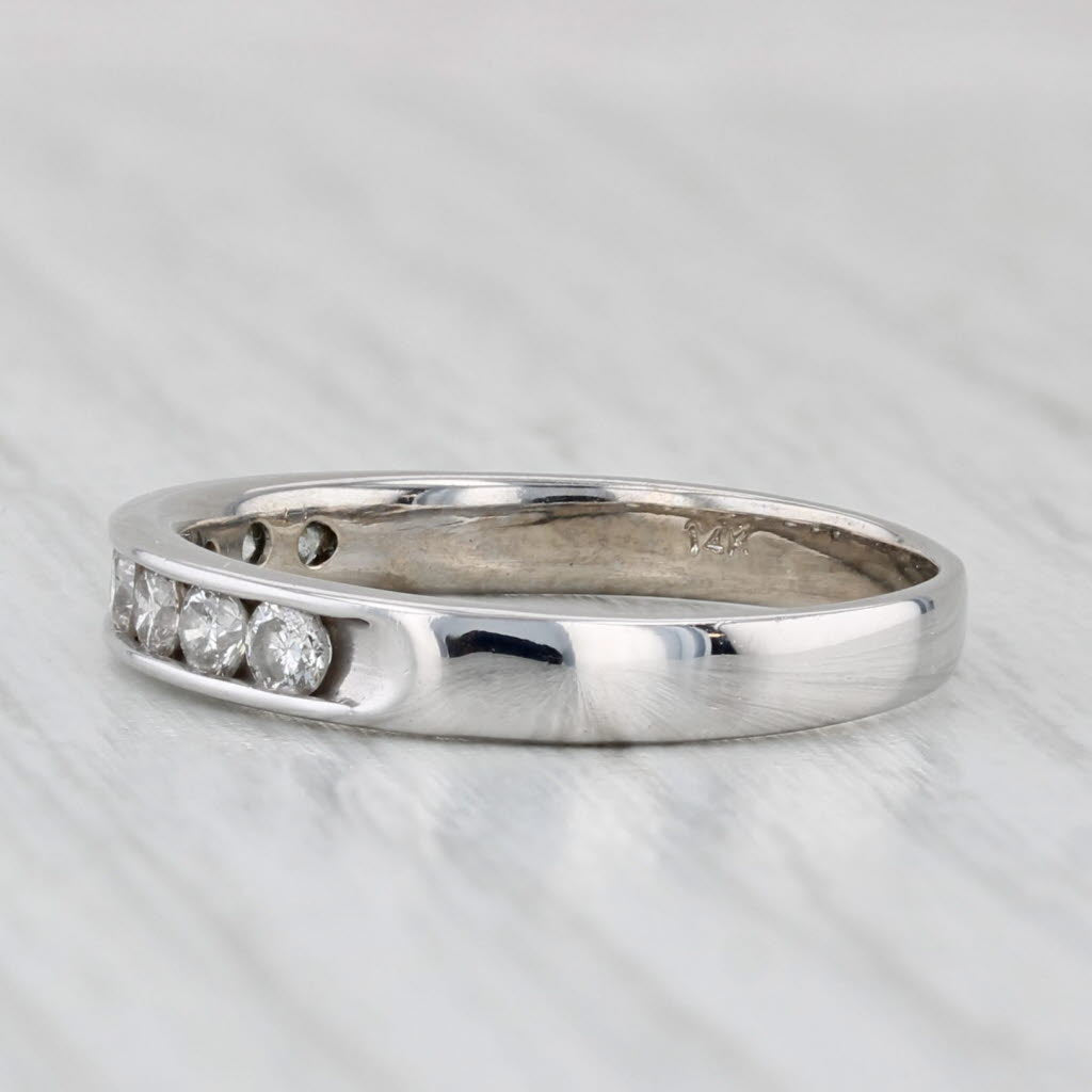 Light Gray 0.50ctw Diamond Wedding Band 14k White Gold Size 7.5 Stackable Anniversary Ring