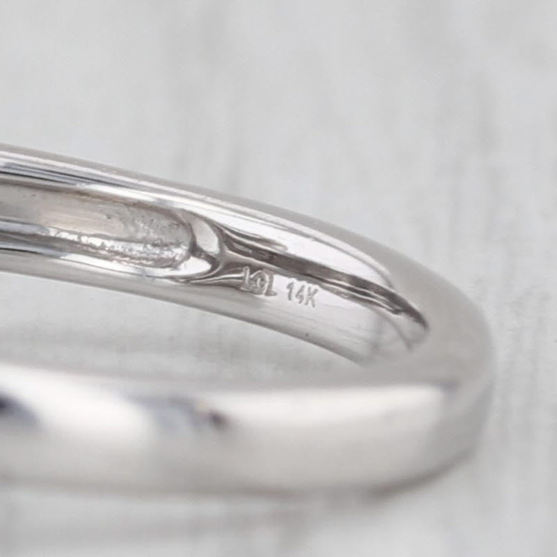 0.42ctw Diamond Halo Engagement Ring 14k White Gold Size 7 Emerald Cut