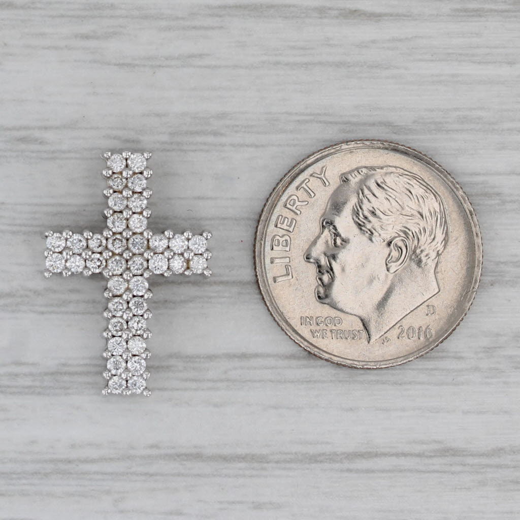Gray 0.36ctw Diamond Cross Pendant 14k White Gold