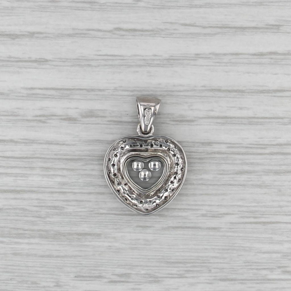 Floating Diamonds Display Pave Heart Pendant 18k White Gold