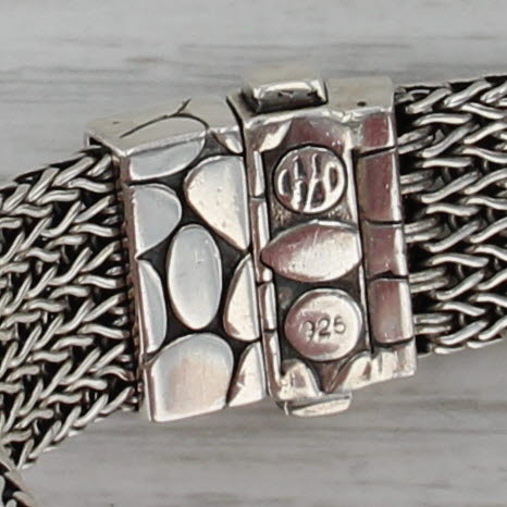 John Hardy Dragon Station Bracelet Sterling Silver 7" 17.2mm Snap Clasp