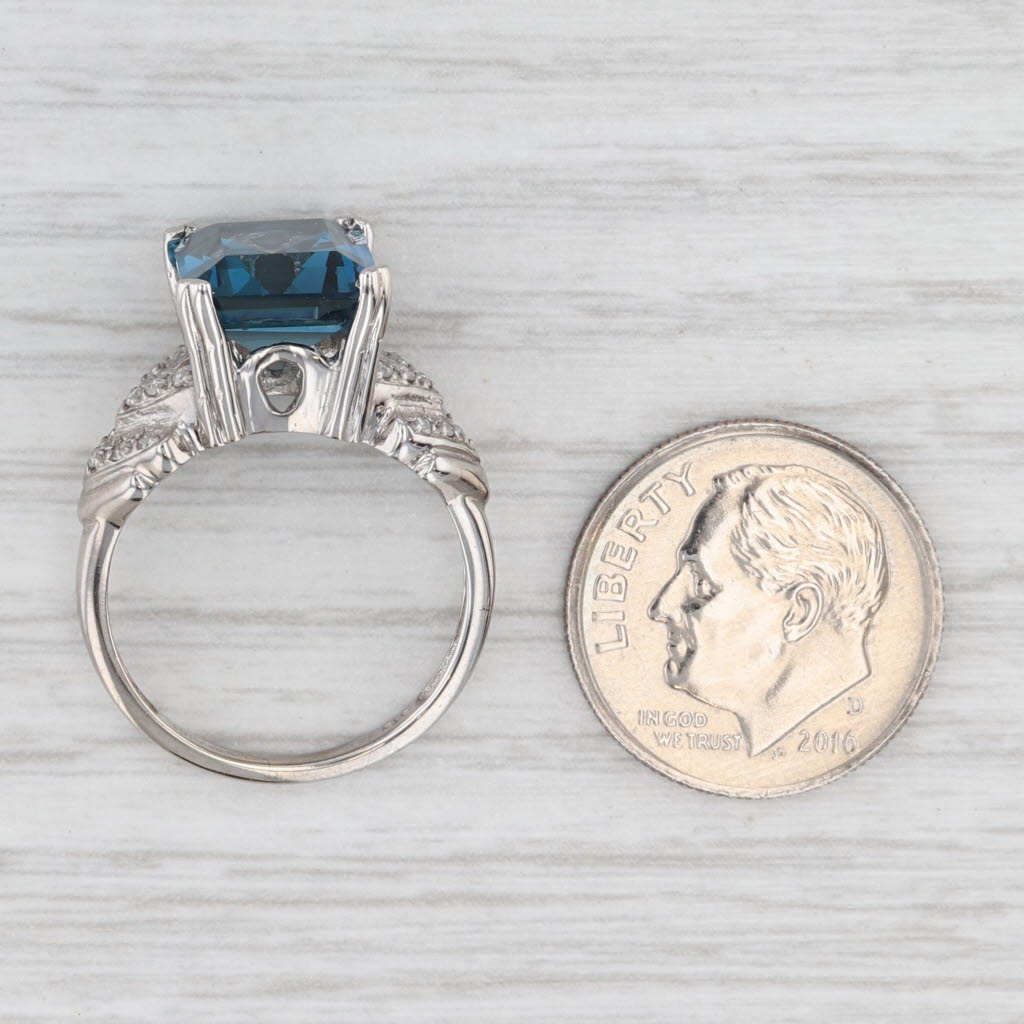 Light Gray 5.08ctw London Blue Topaz Diamond Ring 14k White Gold Size 6.25