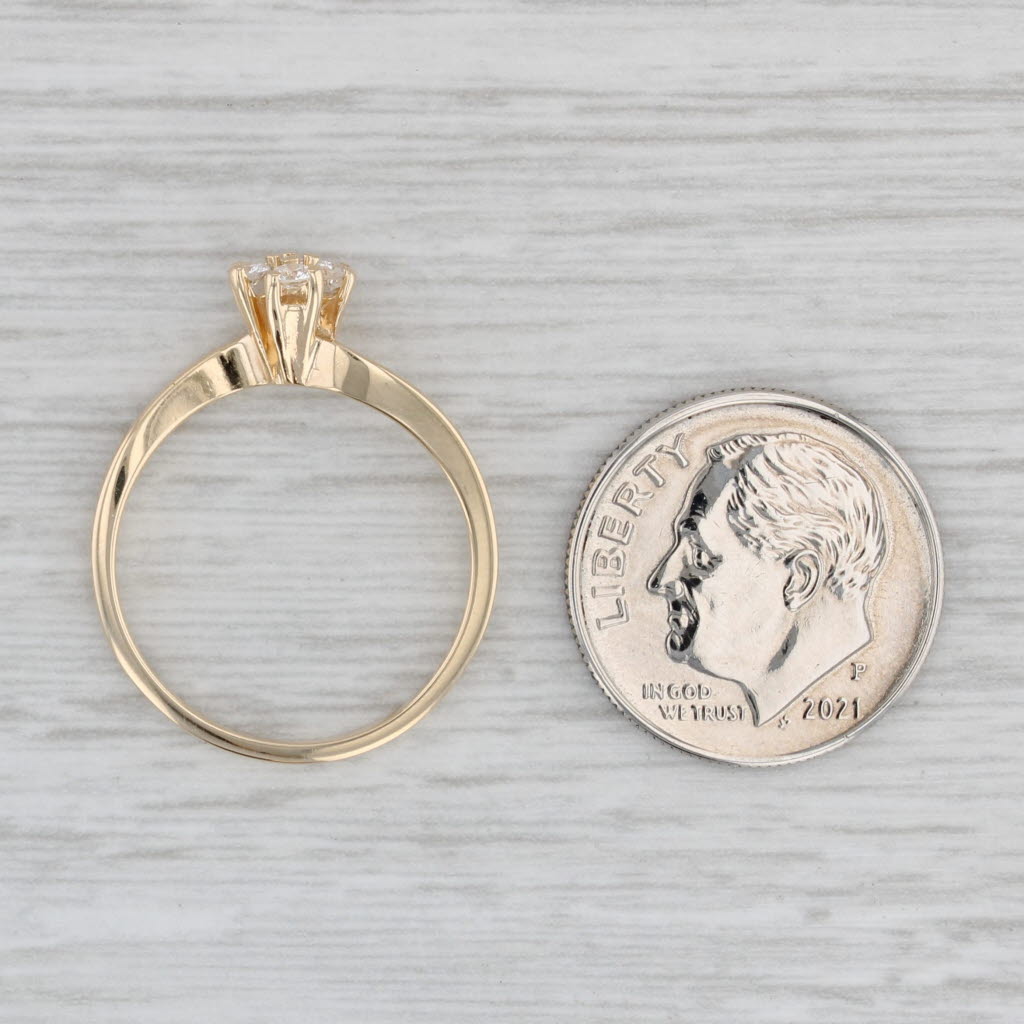 Gray 0.14ctw Diamond Cluster Ring 14k Yellow Gold Size 6.25 Bypass Engagement