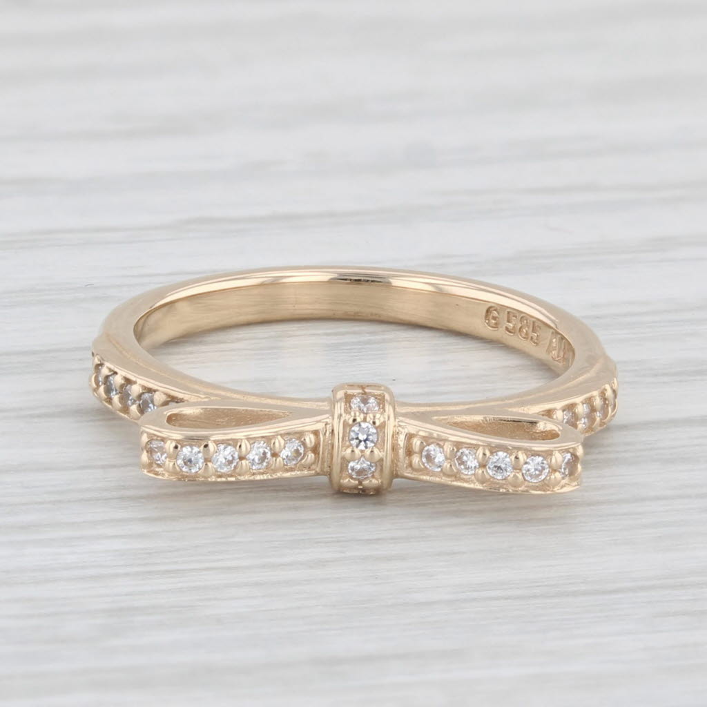 Light Gray Pandora Sparkling Bow Ring 14k Yellow Gold 150175CZ Size 50 5 Cubic Zirconia
