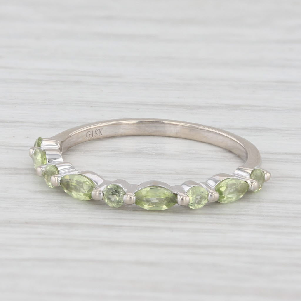 Light Gray 0.46ctw Peridot Stackable Ring 18k White Gold Size 5.5