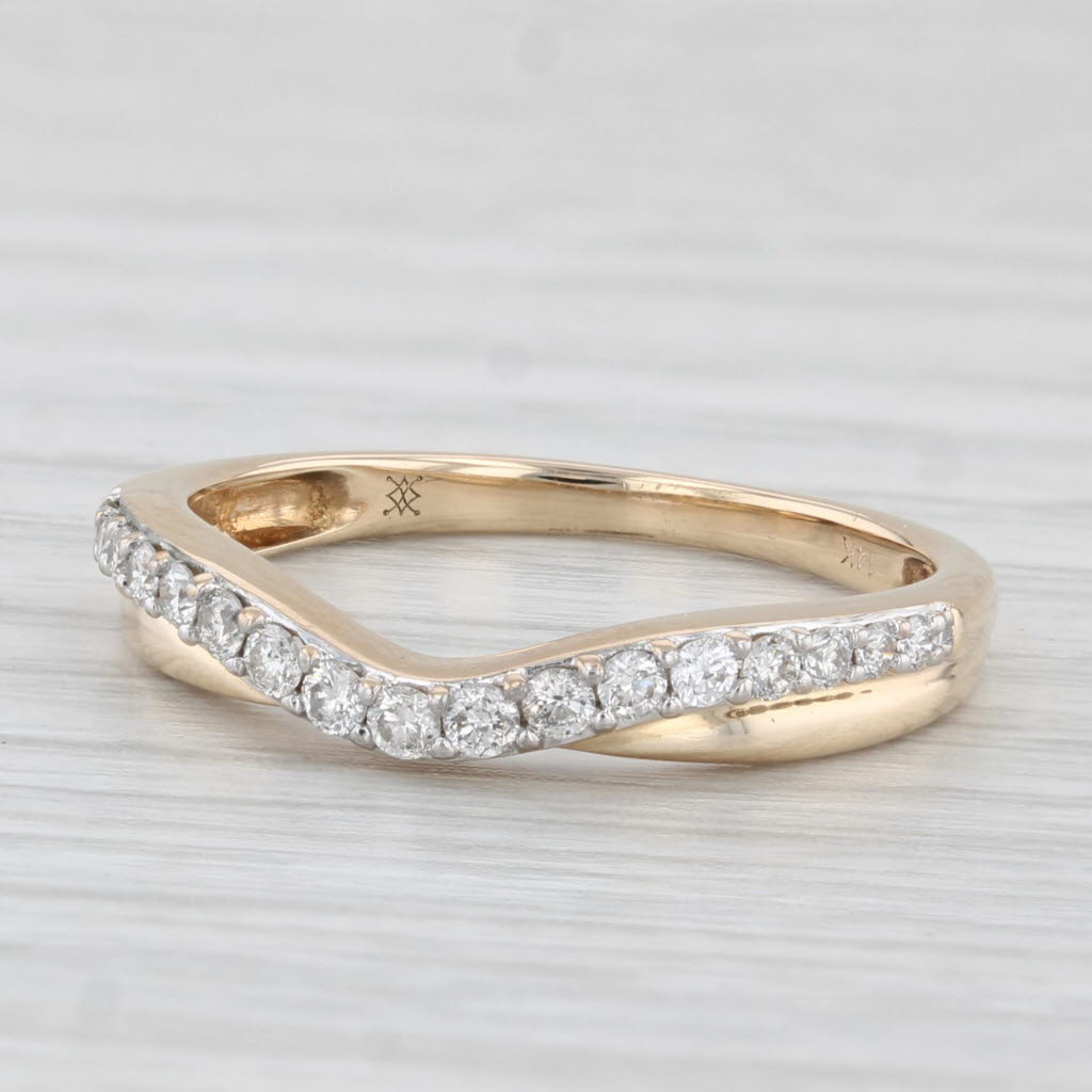 Light Gray 0.30ctw Contoured Diamond Ring 14k Yellow Gold Size 7 Stackable Wedding Band