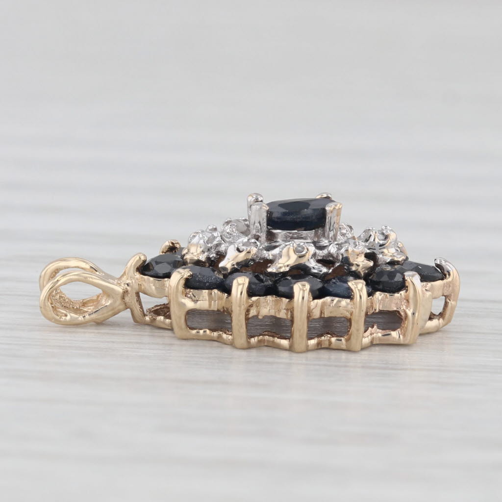 Light Gray 1.39ctw Blue Sapphire Diamond Pendant 14k Yellow Gold