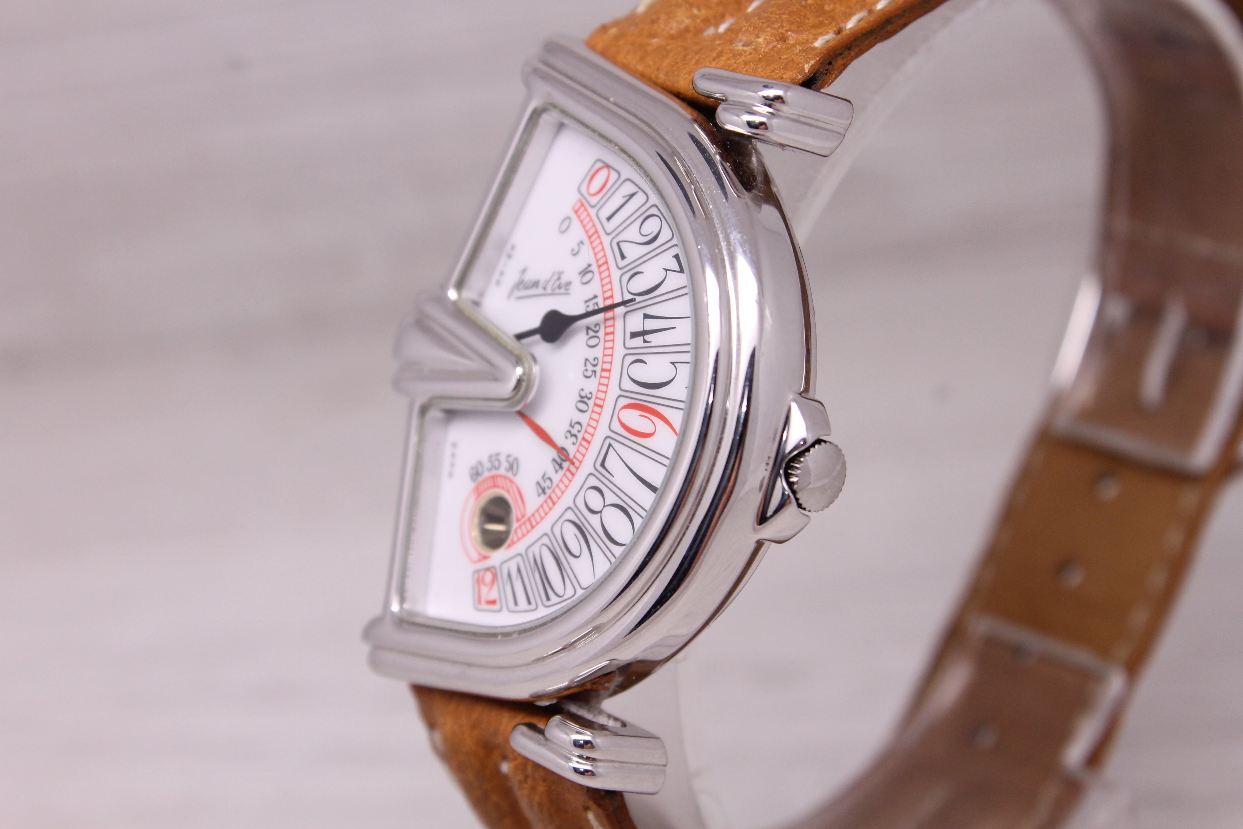 Jean D'Eve Sectora Large Retrograde 31mm Jump Hour Wrist Watch Original Band