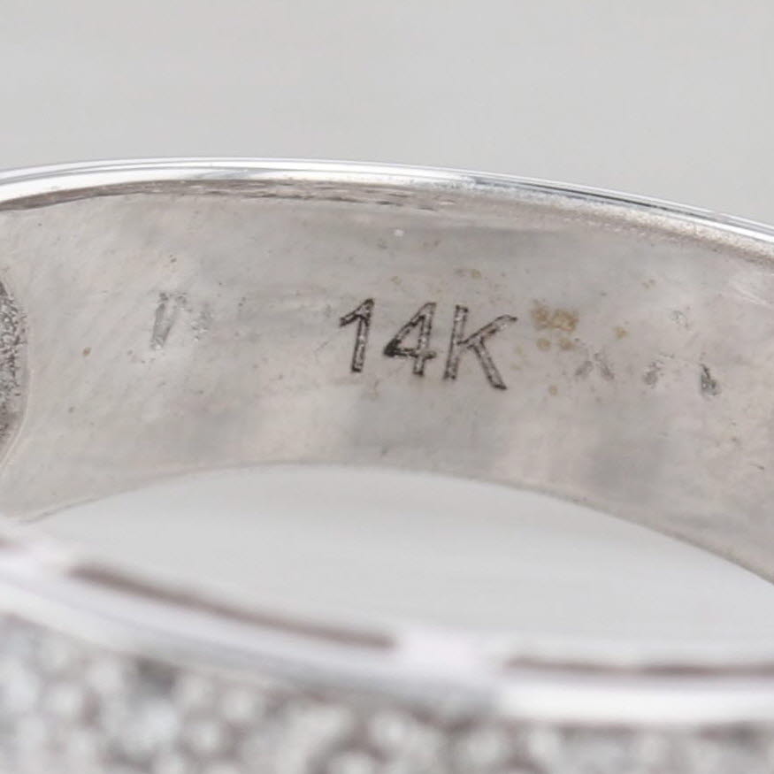 Gray 0.50ctw Diamond Flower Ring 14k White Gold Size 7.5 Cocktail Openwork