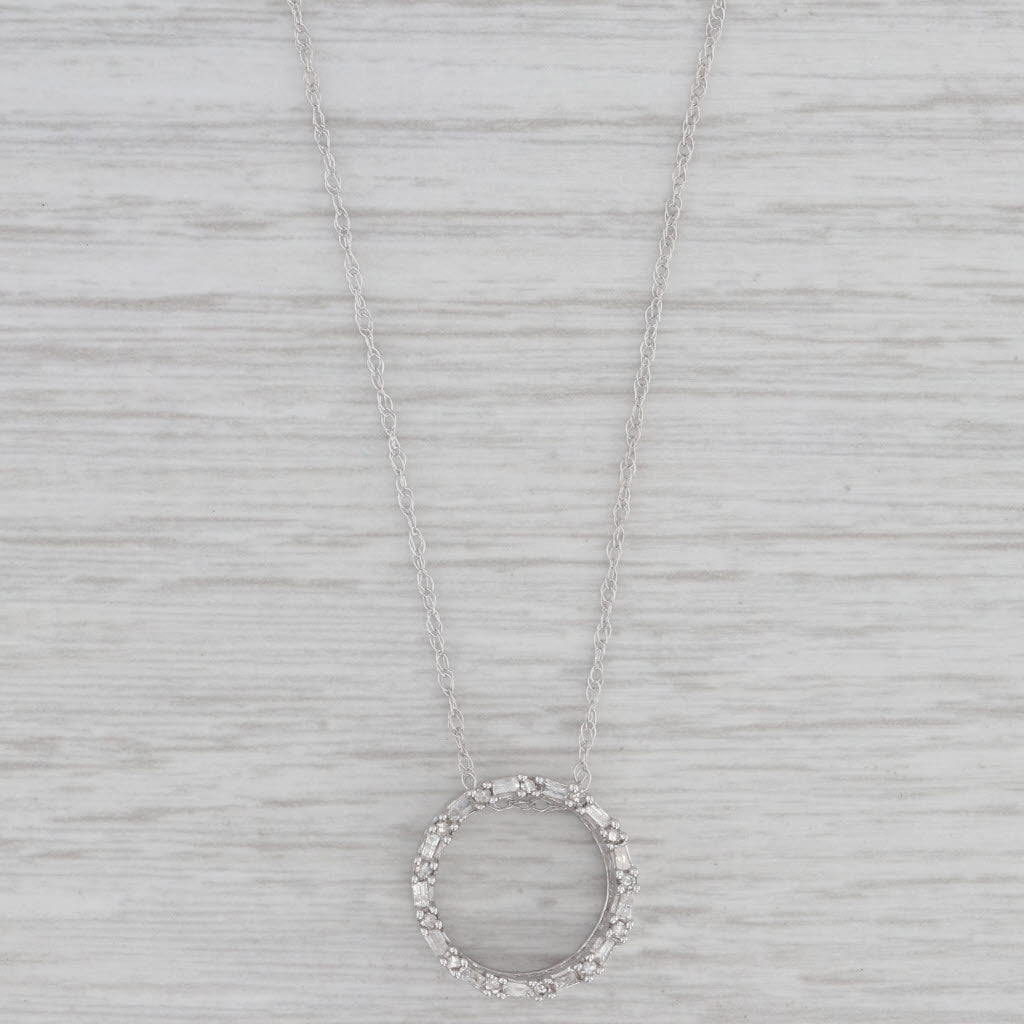 Gray 0.20ctw Diamond Eternity Circle Pendant Necklace 10k White Gold 18" Rope Chain