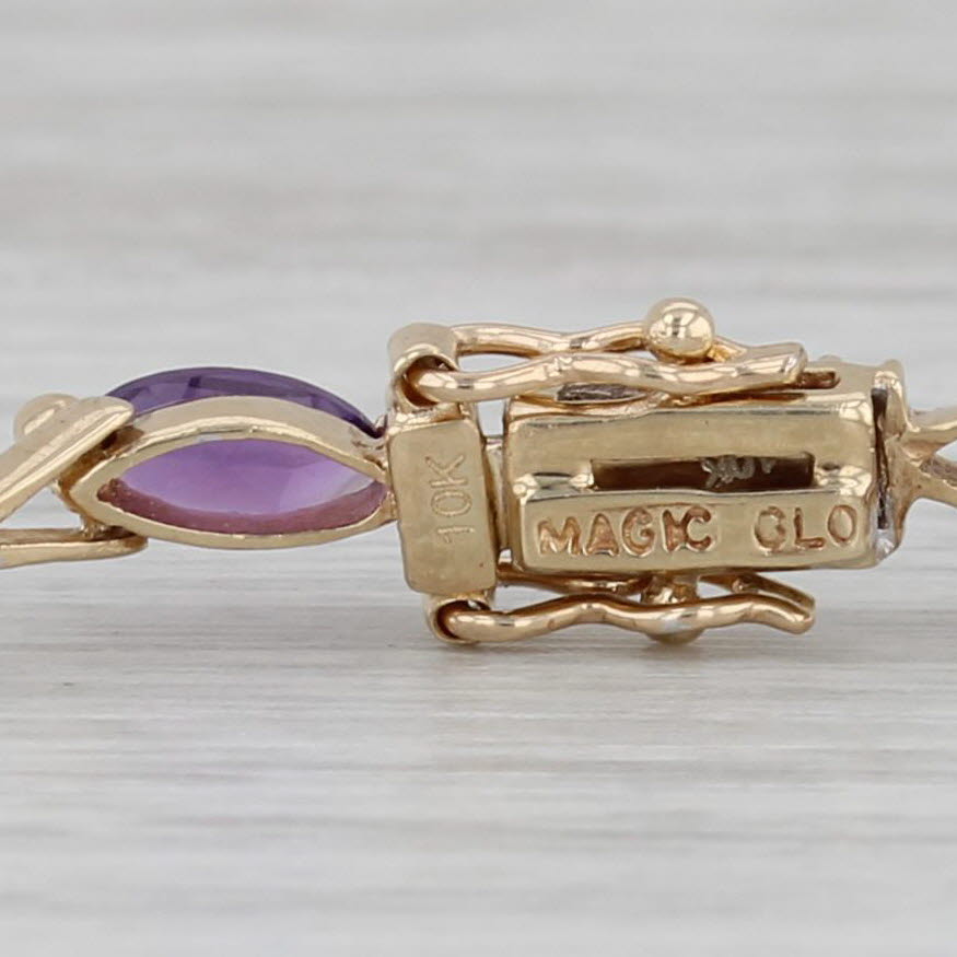Gray 2.12ctw Amethyst Diamond Tennis Bracelet 10k Yellow Gold 7" 3.3mm