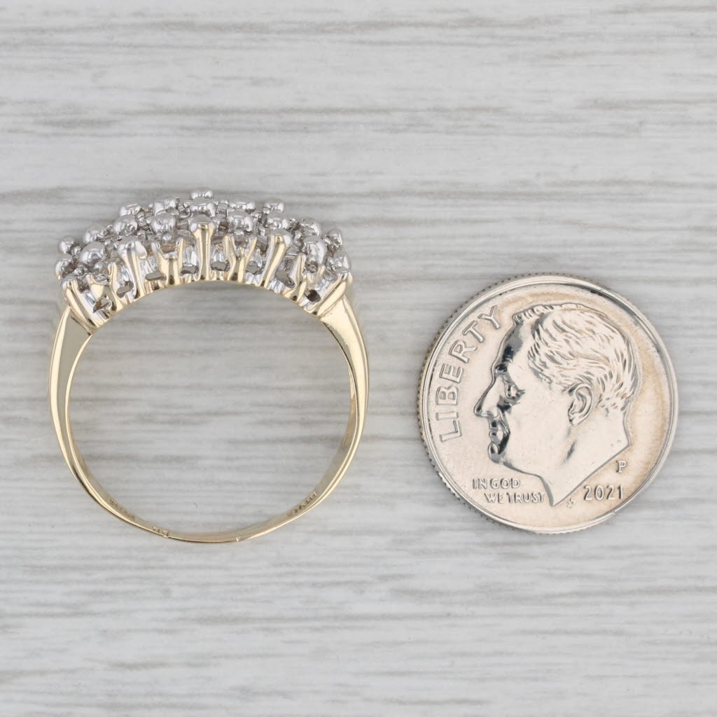Gray 0.90ctw Diamond Cluster Crosshatch Ring 14k Gold Size 9.25