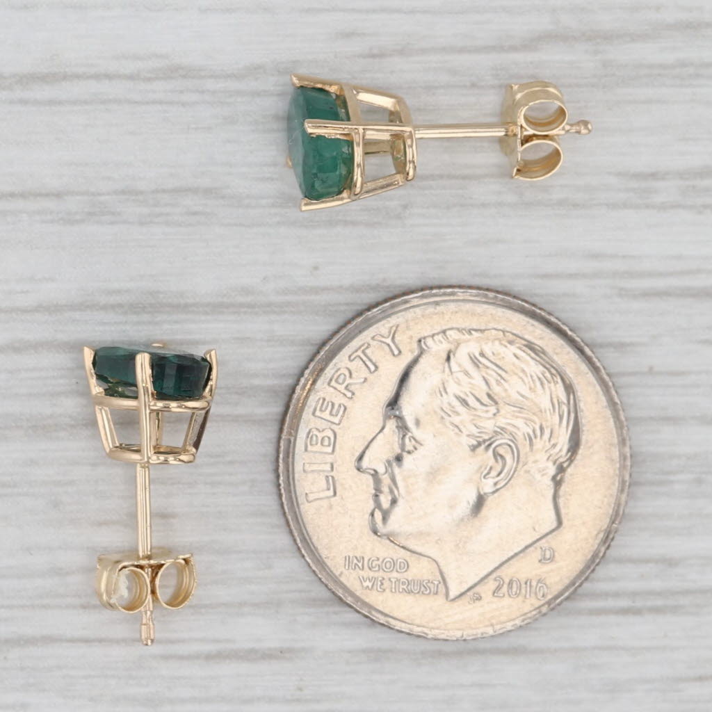Light Gray 1.40ctw Oval Emerald Solitaire Stud Earrings 14k Yellow Gold