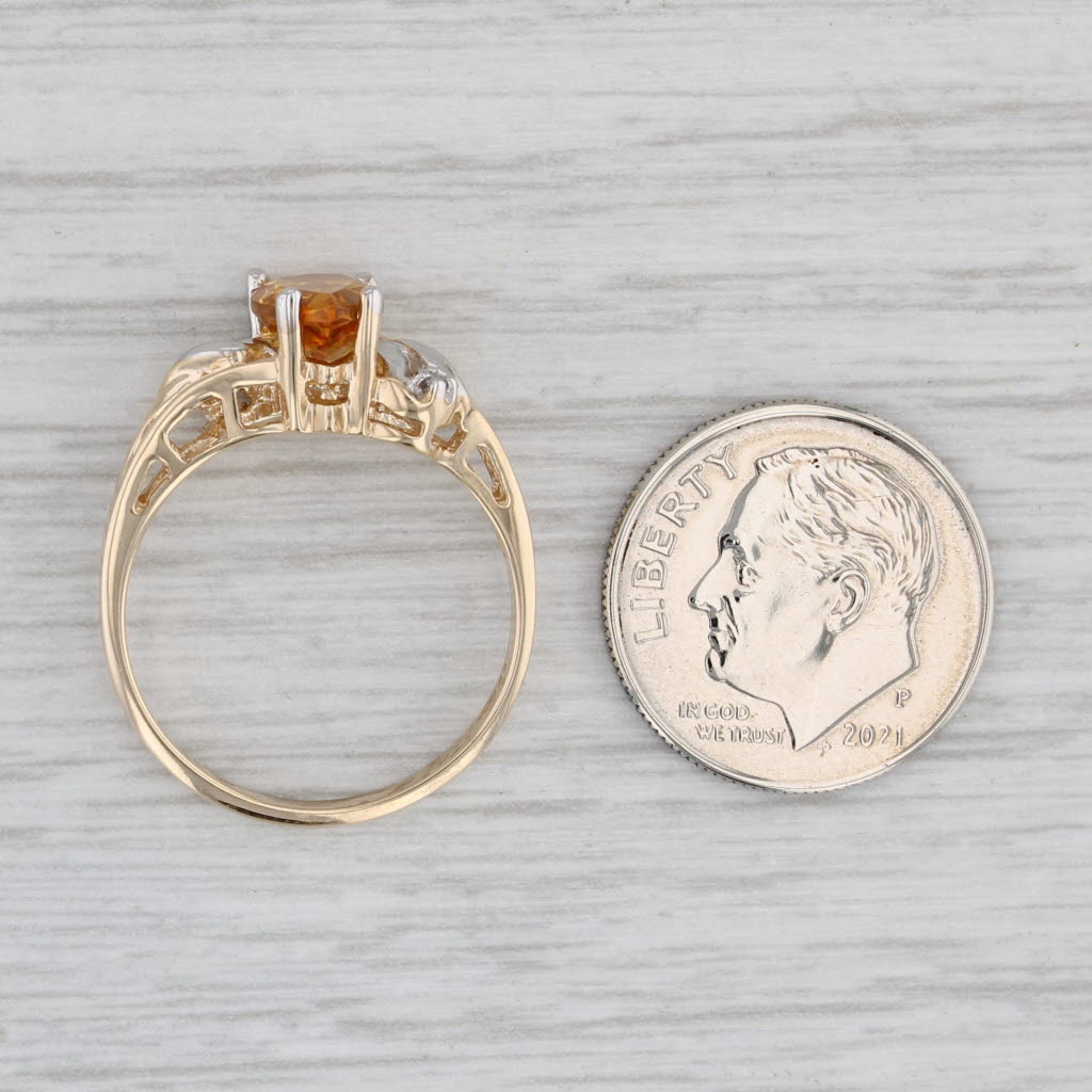 Gray 1ct Pear Citrine Solitaire Ring 10k Yellow Gold Size 7 Diamond Accents