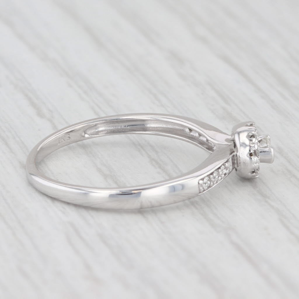 Light Gray 0.12ctw Round Diamond Halo Engagement Promise Ring 10k White Gold Size 6.5