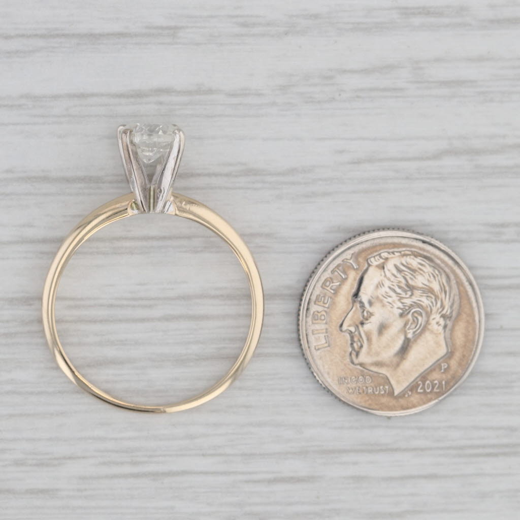 Gray 0.85ctw Round Diamond Solitaire Enagement Ring 10k Yellow White Gold Size 8.5