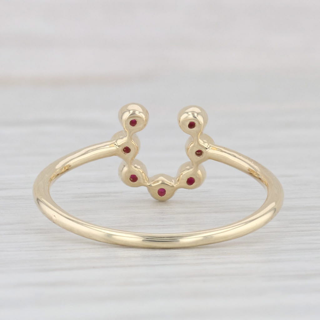 Light Gray New Ruby Horseshoe Ring 10k Yellow Gold Size 7.25