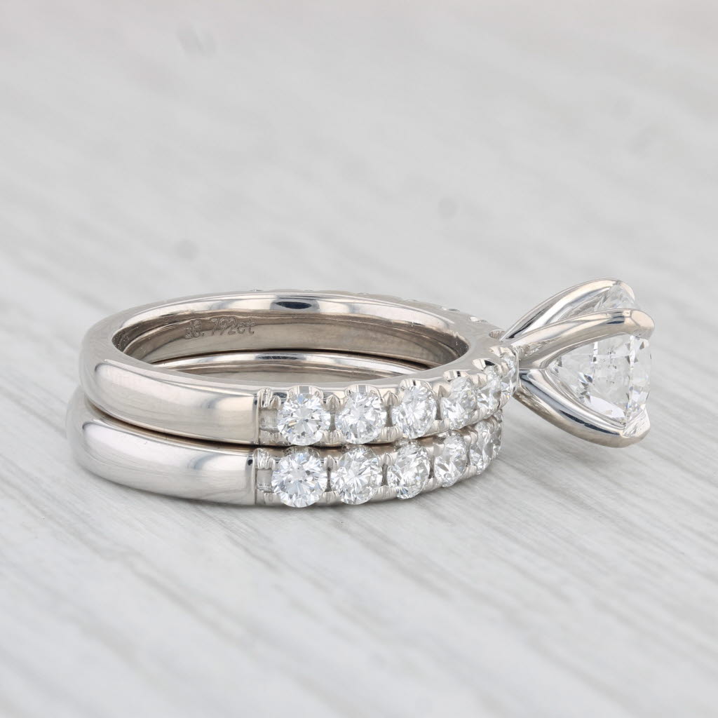 Light Gray 3.20ctw Diamond Engagement Ring Wedding Band Bridal Set 14k White Gold Size 6.5