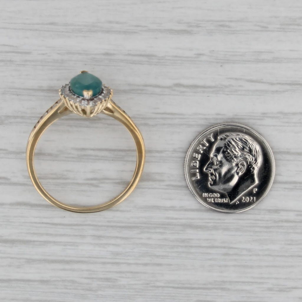 2.47ctw Teal Grandidierite Zircon Halo Ring 10k Yellow Gold Size 10.25
