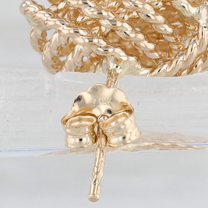 Light Gray Knot Stud Earrings 14k Yellow Gold Rope Etched Design