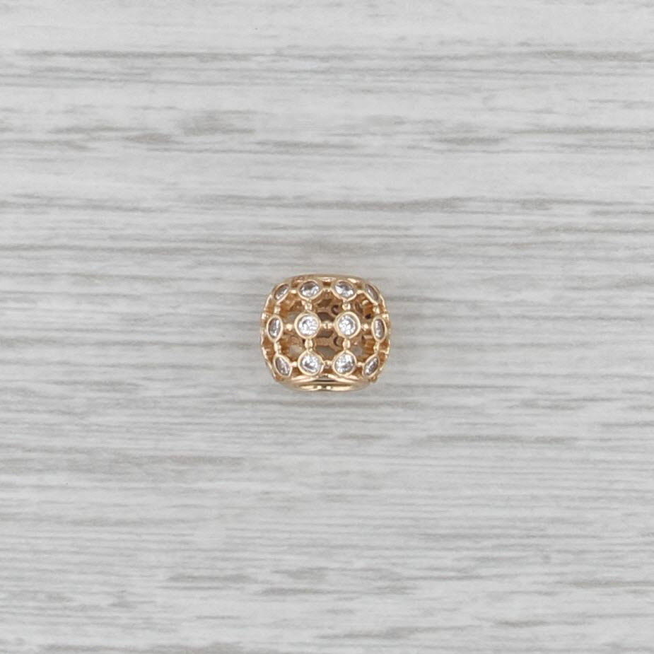 New Authentic Pandora Openwork Pave Flower Charm 750825CZ 14k Gold Bead