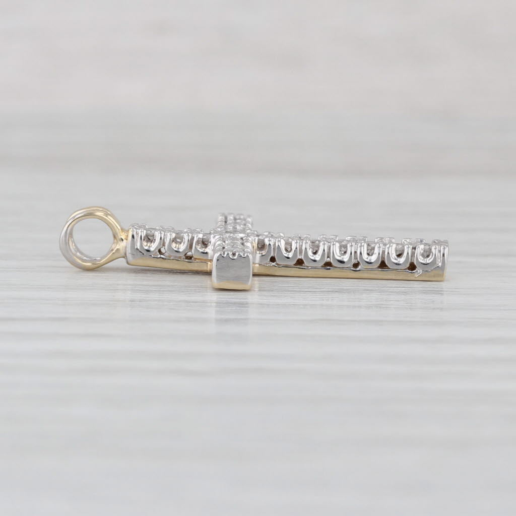 0.20ctw Diamond Cross Pendant 10k White Yellow Gold