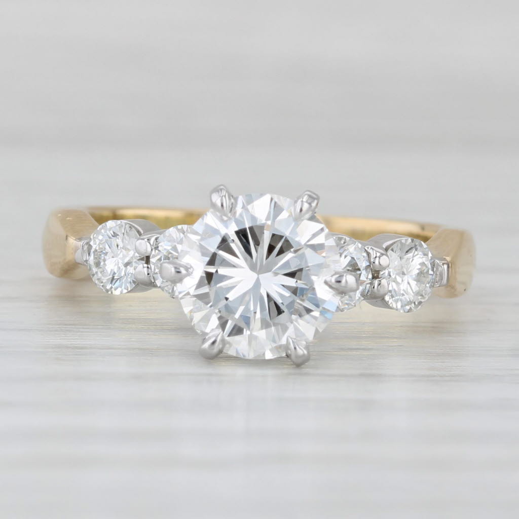 Light Gray 2.15ctw Round Diamond Engagement Ring 18k Gold Size 6.5 Hearts on Fire GIA