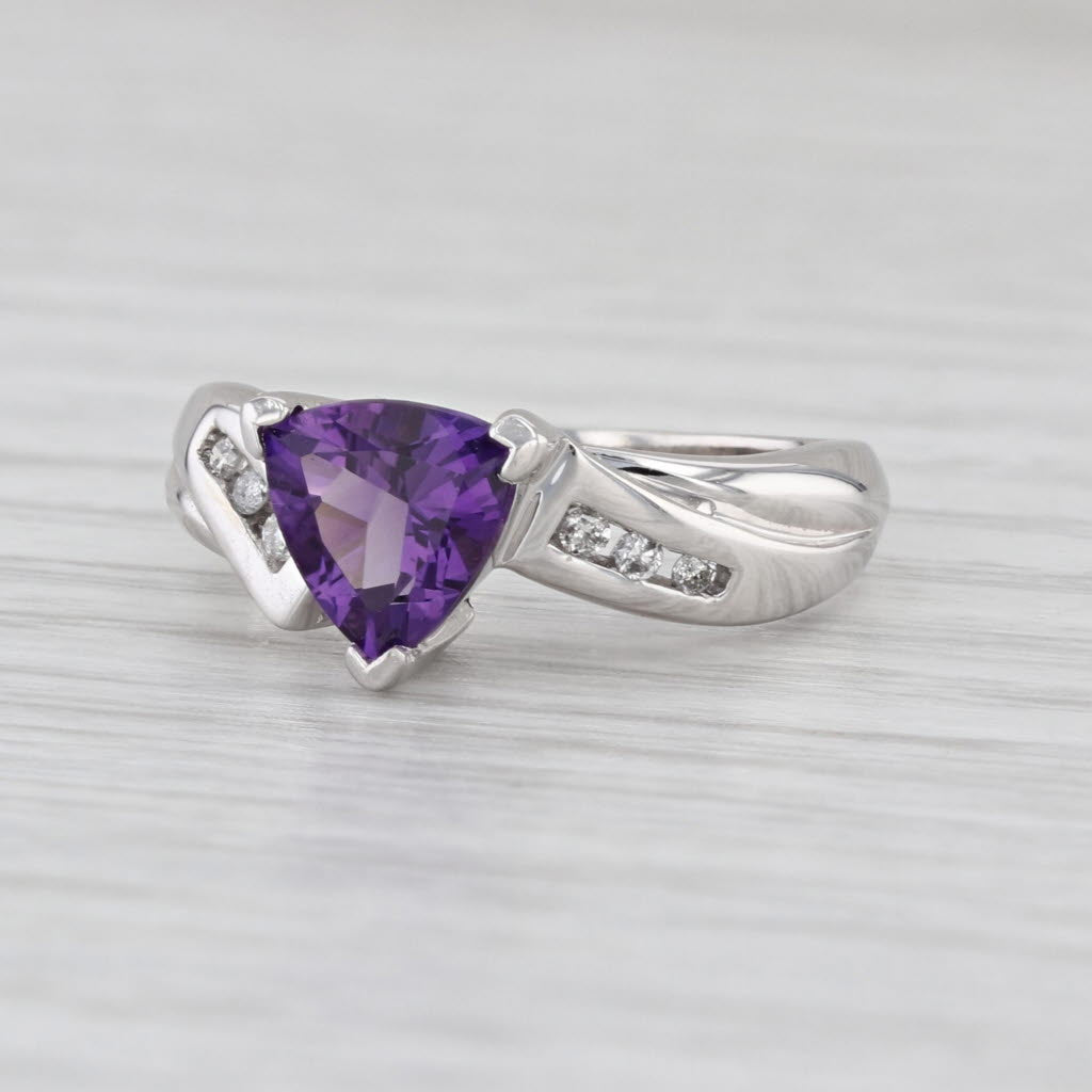 1.10ctw Amethyst Diamond Bypass Ring 10k White Gold Size 5.5