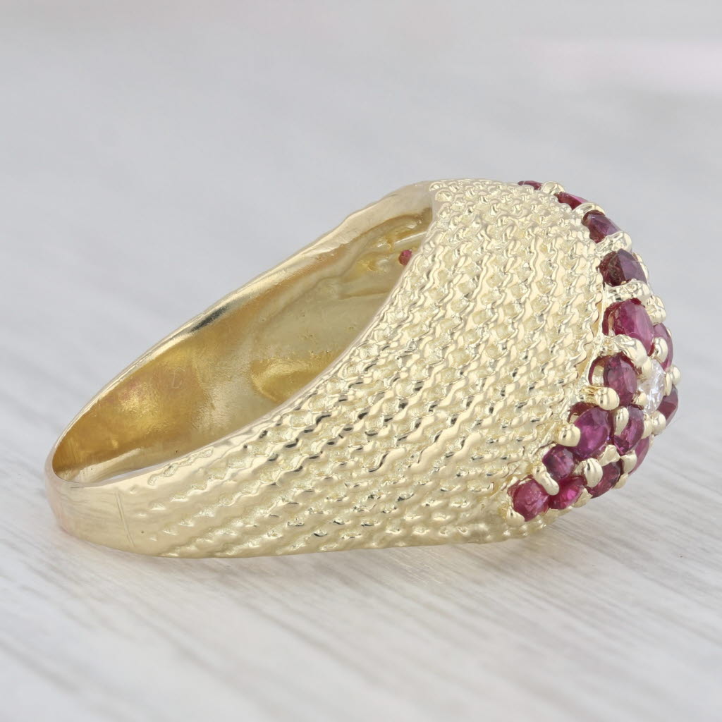 Gray 1.70ctw Diamond Ruby Flower Ring 18k Yellow Gold Size 7.5 Cocktail