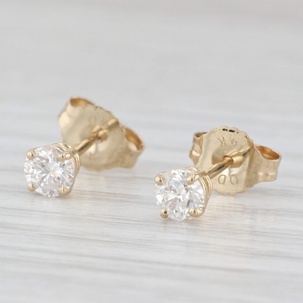 Light Gray 0.35ctw Diamond Round Brilliant Solitaire Stud Earrings 14k Yellow Gold