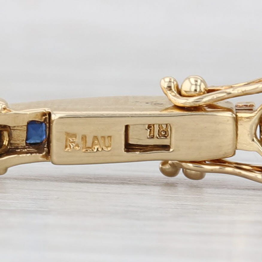 Light Gray 2.60ctw Blue Sapphire Diamond Bar Link Tennis Bracelet 18k Yellow Gold 6.75"