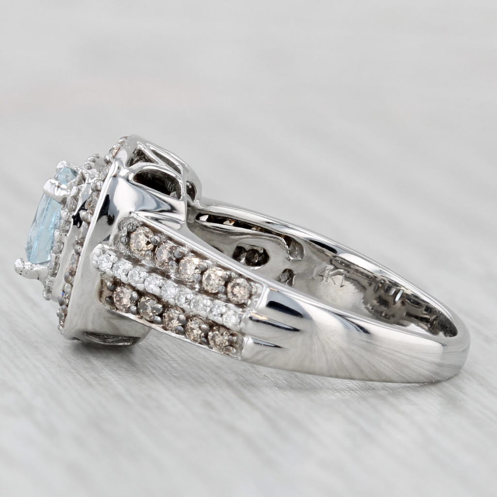 Light Gray Le Vian 1.30ctw Aquamarine Diamond Halo Ring 14k White Gold Size 6.75