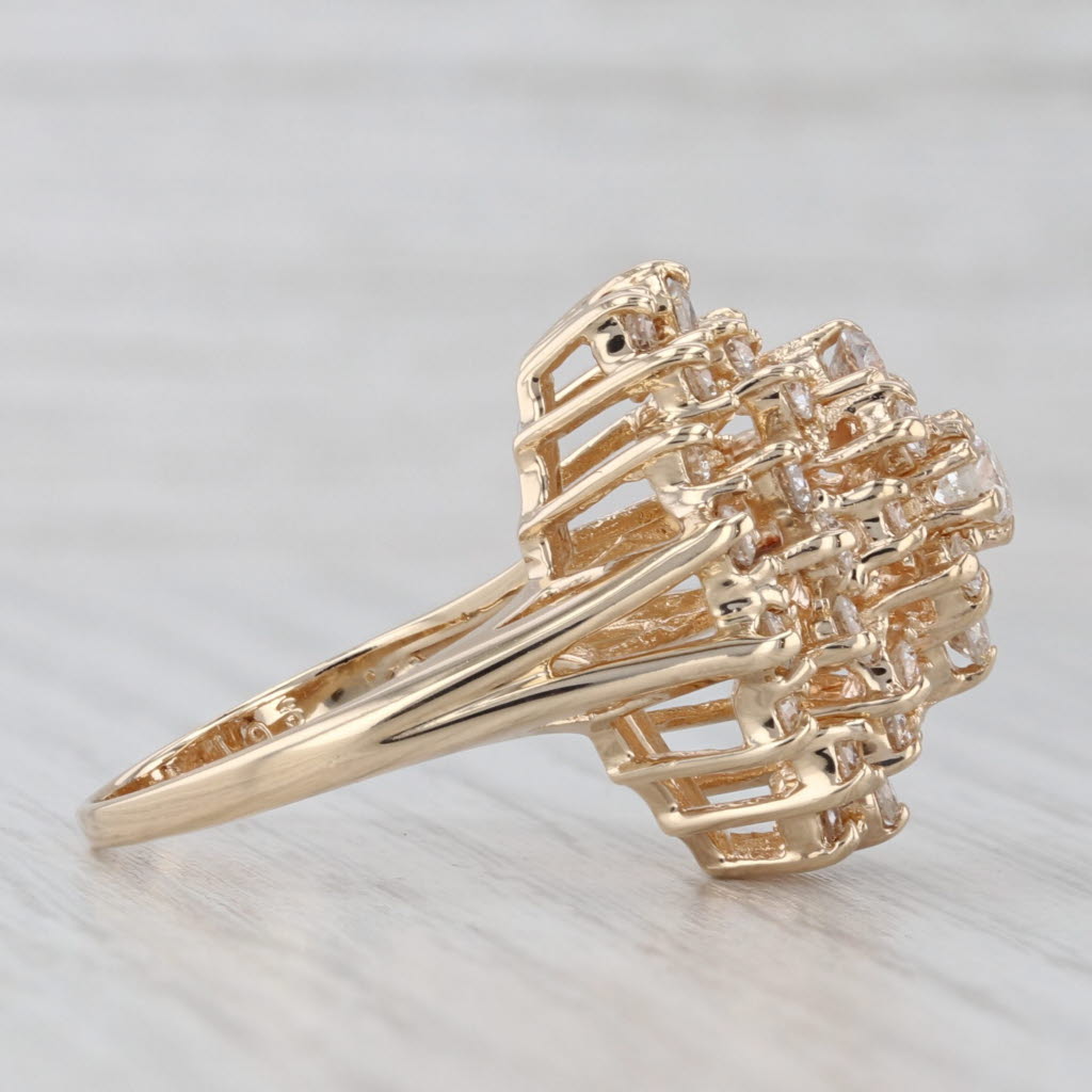 1.77ctw Diamond Cluster Ring 14k Yellow Gold Size 8 Cocktail