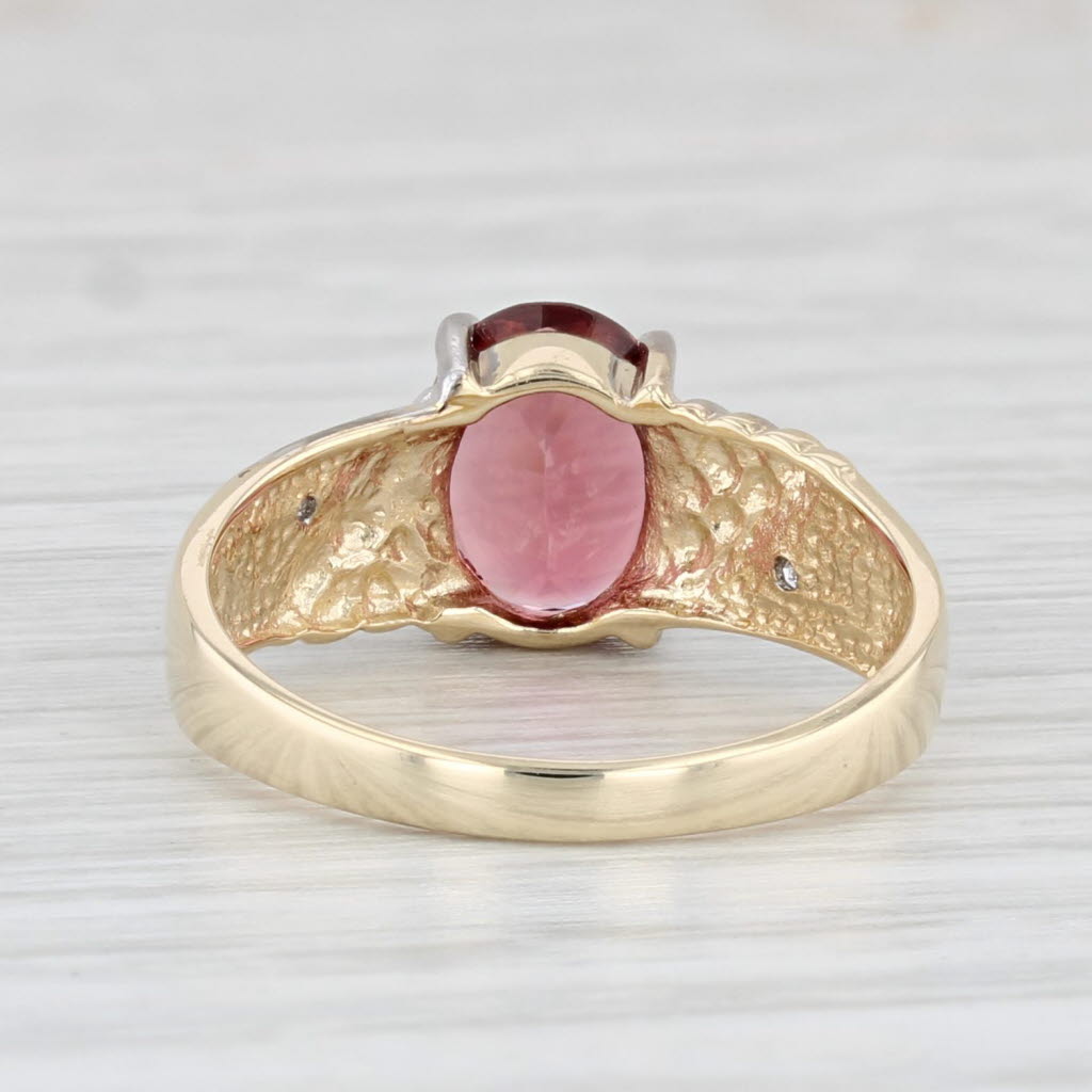 Light Gray 1.38ct Oval Pink Tourmaline Diamond Ring 10k Yellow Gold Size 4.75