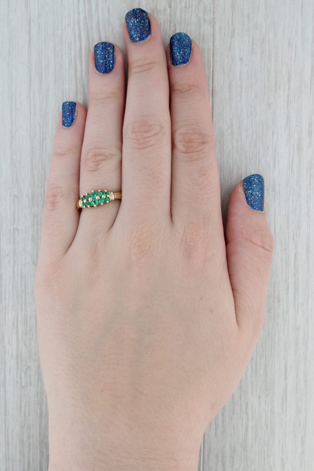 Gray 0.60ctw Emerald Ring 14k Yellow Gold Size 8