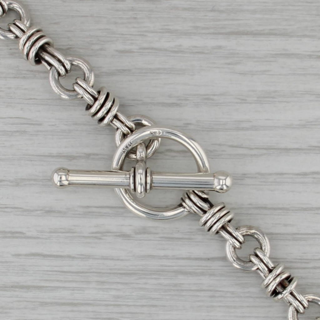 17" Peanut Chain Necklace Sterling Silver Toggle Clasp Italian