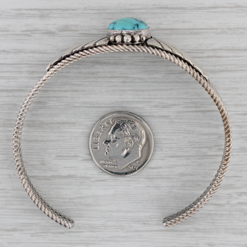 Gray Vintage Native American Turquoise Cuff Bracelet Sterling Silver 6.25"