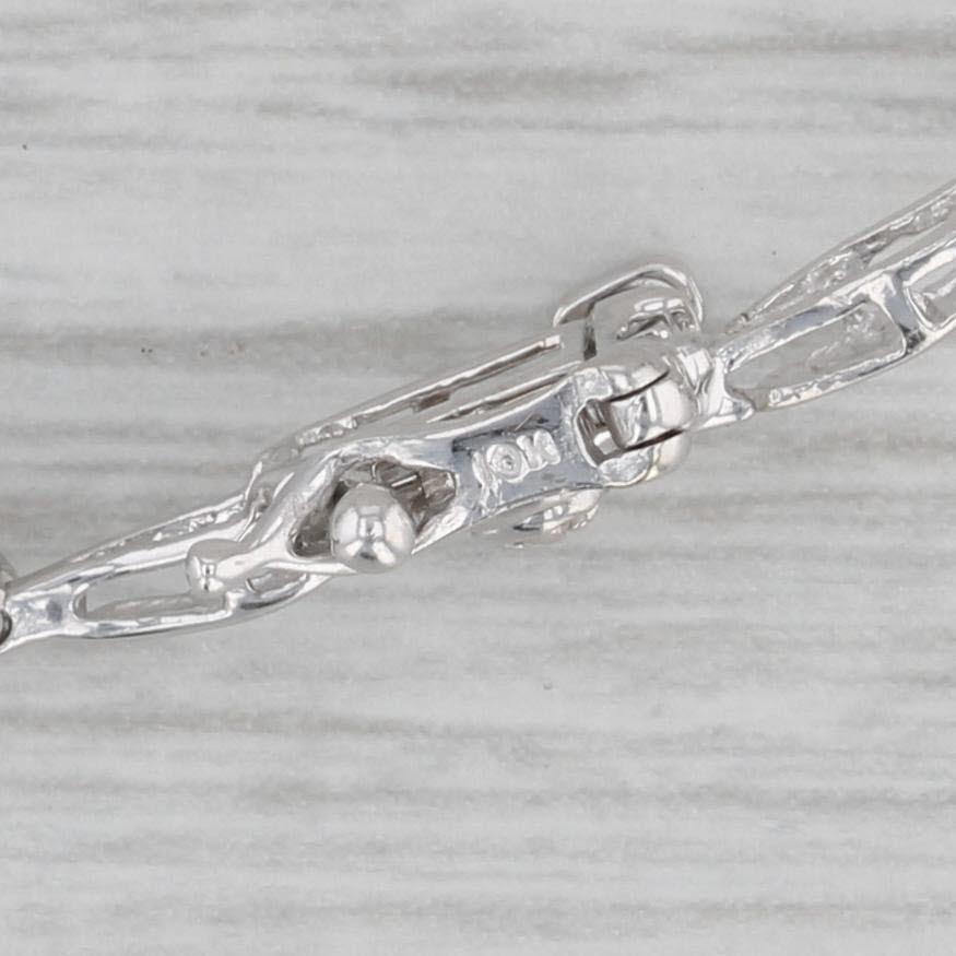 Gray Diamond Bar Heart Link Tennis Bracelet 10k White Gold 7" 4mm