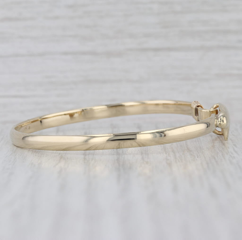 Bear Bangle Bracelet 14k Yellow Gold Hook Clasp 6.75"