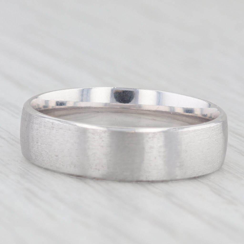 Light Gray Brushed Men's Wedding Band 10k White Gold Size 10 Comfort Fit Ring