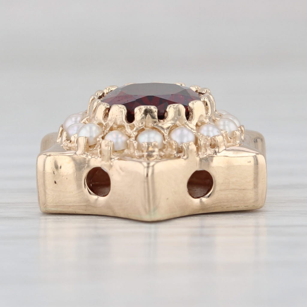 2.75ct Garnet Pearl Halo Star Slide Bracelet Charm 14k Yellow Gold Richard Klein