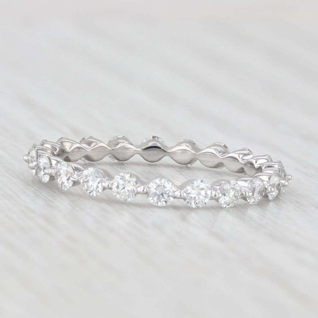 Light Gray 0.85ctw Diamond Eternity Wedding Band 14k White Gold Stackable Anniversary Ring